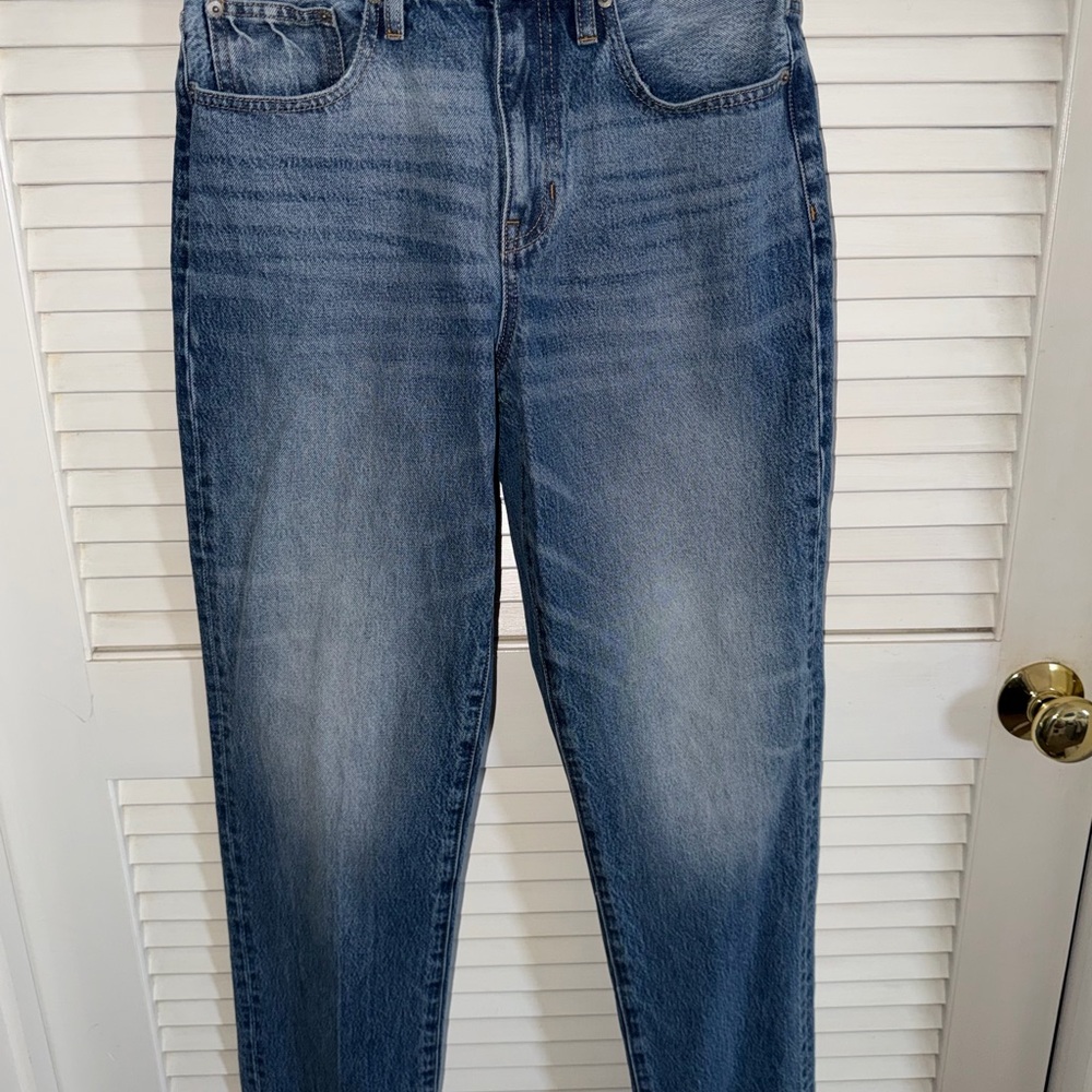 J. Crew Light Blue Denim with Tan Leather Patch